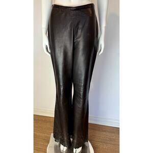S/S 2000 Ralph Lauren Runway Black Perforated Leather Runway Flared Pants